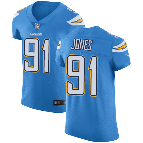 Nike Chargers #91 Justin Jones Electric Blue Alternate Men's Stitched NFL Vapor Untouchable Elite Jersey - Click Image to Close